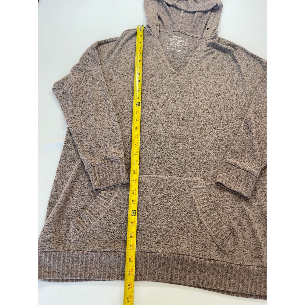 Torrid Super Soft Plush Hoodie Mauve Brown Heathered V-Neck Pullover Size 0 L XL - Picture 4 of 7